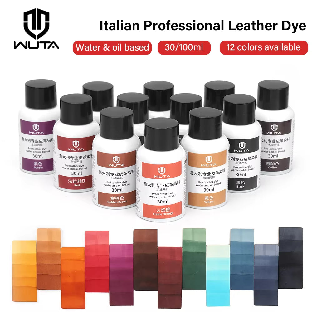 WUTA 30ml Italy Pro Leather Dye Water & oil Based Penetrating,Permanent Dye DIY Coloring Uncoated Leather for Shoe Boot Belt Bag