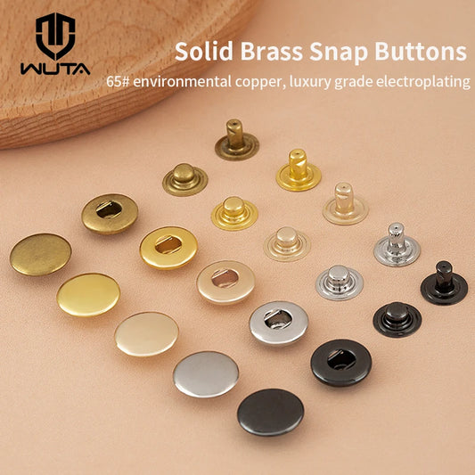 WUTA 100set 100% Brass Snap Fasteners Snap Buttons Kit Metal Press Studs