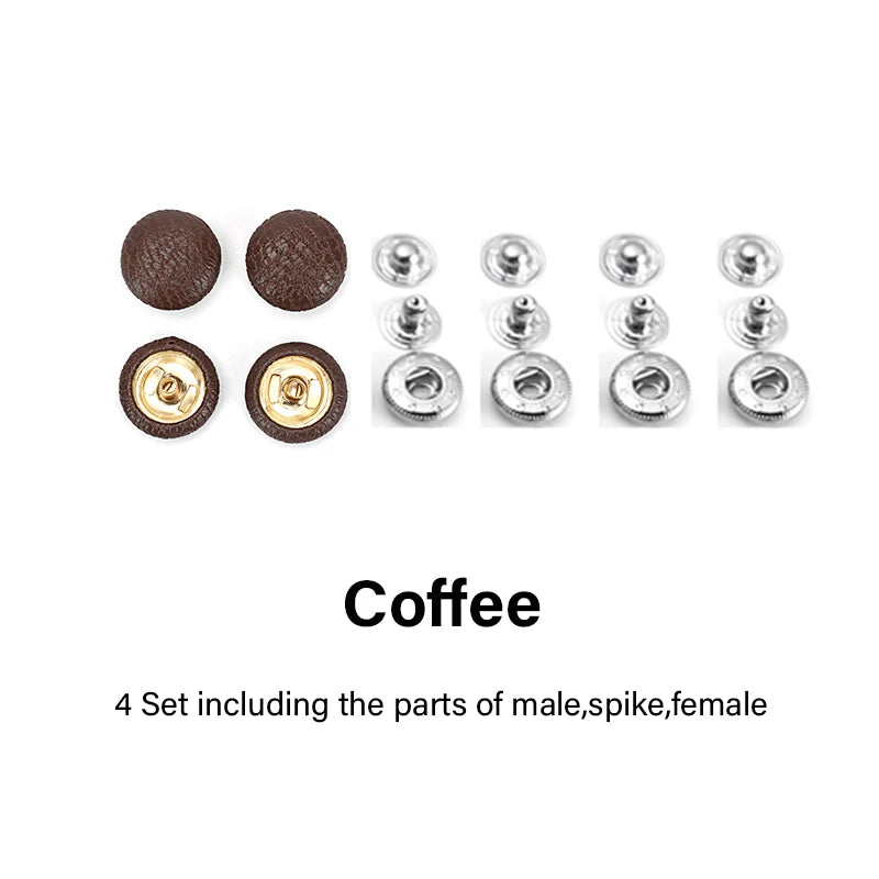 WUTA 4 Set Goat Skin Bag Button Snap Fastener Brass Metal Press Studs