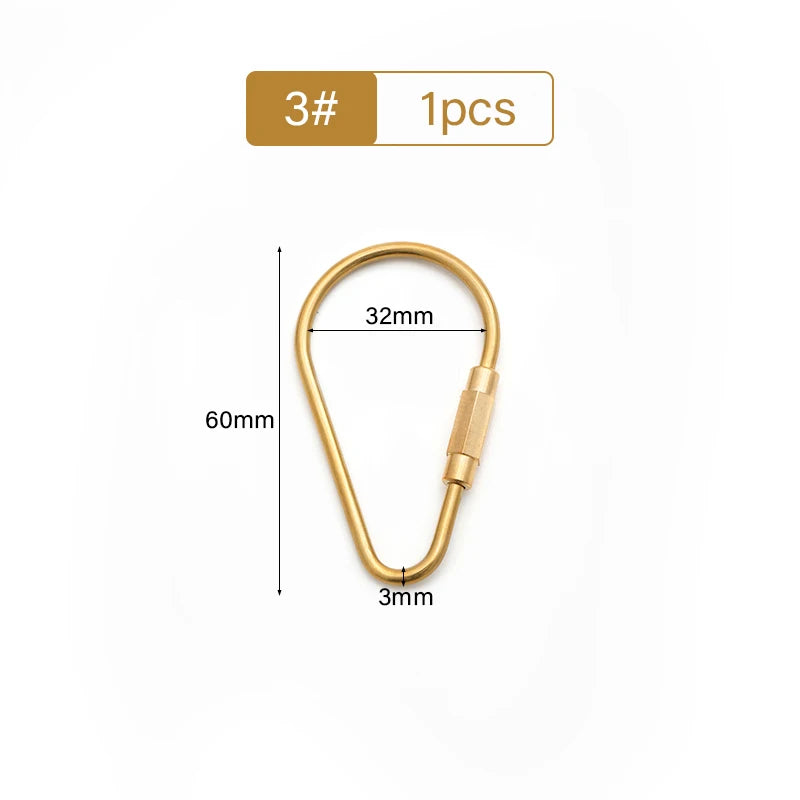 Brass Screw Lock Keychain Water Drop U-Shaped D-Shaped Screw Ring | WUTA