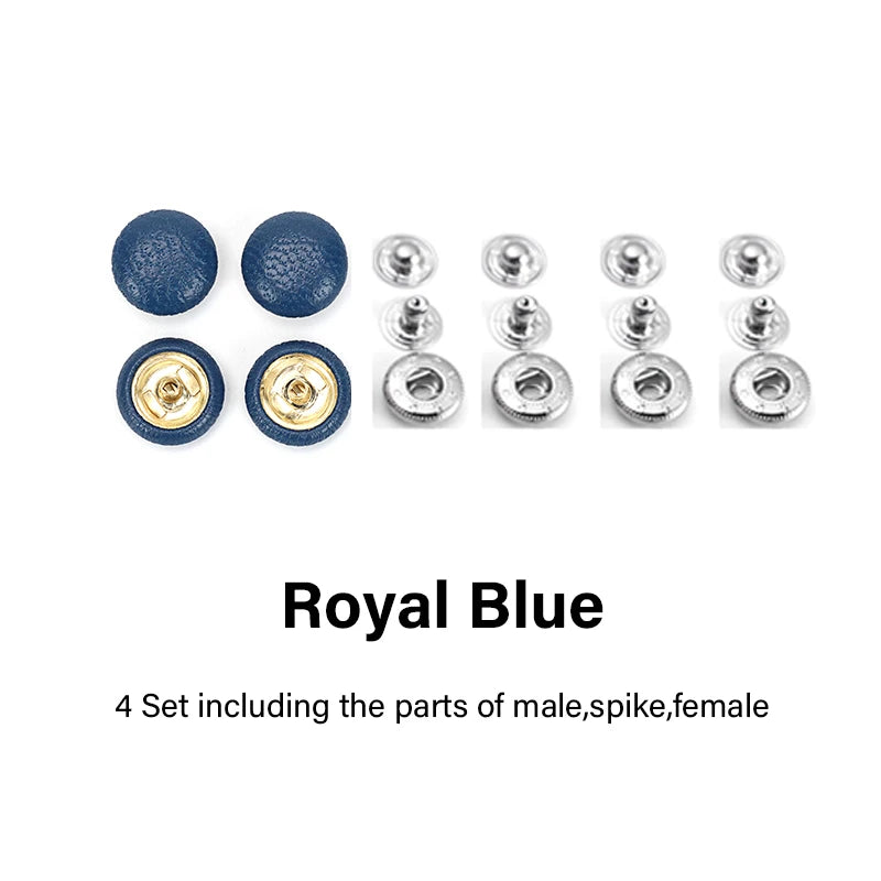 WUTA 4 Set Goat Skin Bag Button Snap Fastener Brass Metal Press Studs