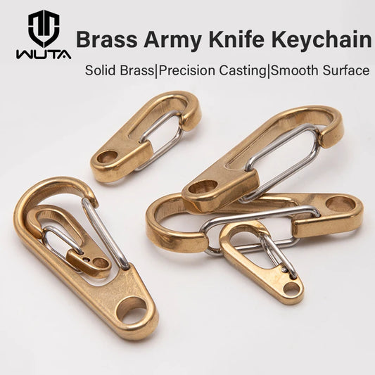 WUTA Gold Brass Keychain Camping Buckle Spring Snap Smooth Keychains