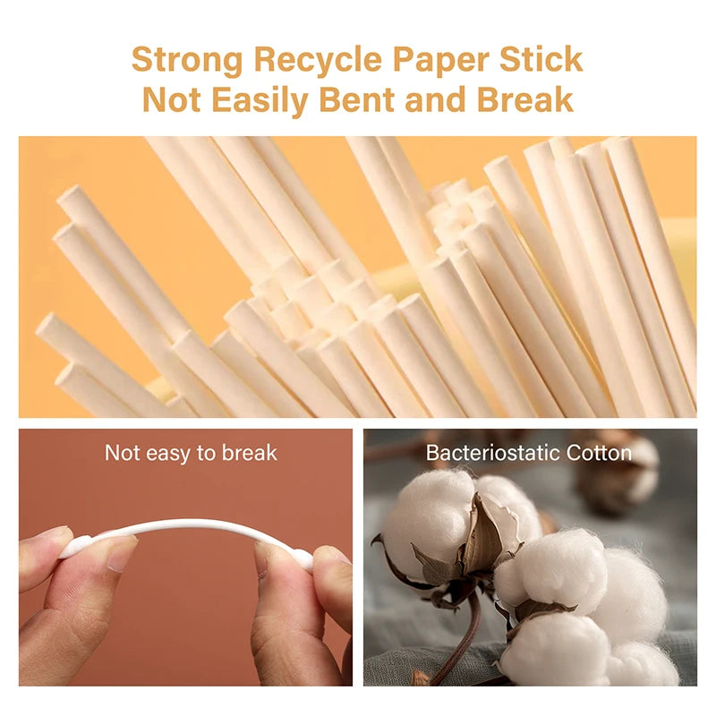 Cotton Swabs Sponge Stick Double Pointed Cotton Buds | WUTA