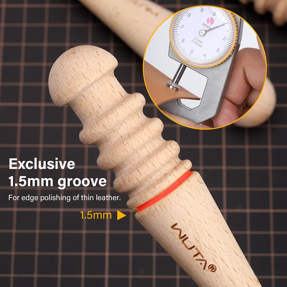 Leather Burnisher Wood Slicker Rounded Edge Burnishing Groover Tool | WUTA