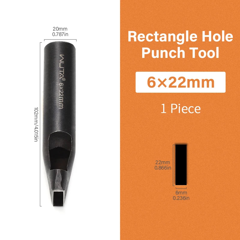 WUTA 1pc Anti-Rust Leather Hollow Punch Rectangle Slot Puncher Oblong Hole Cutter