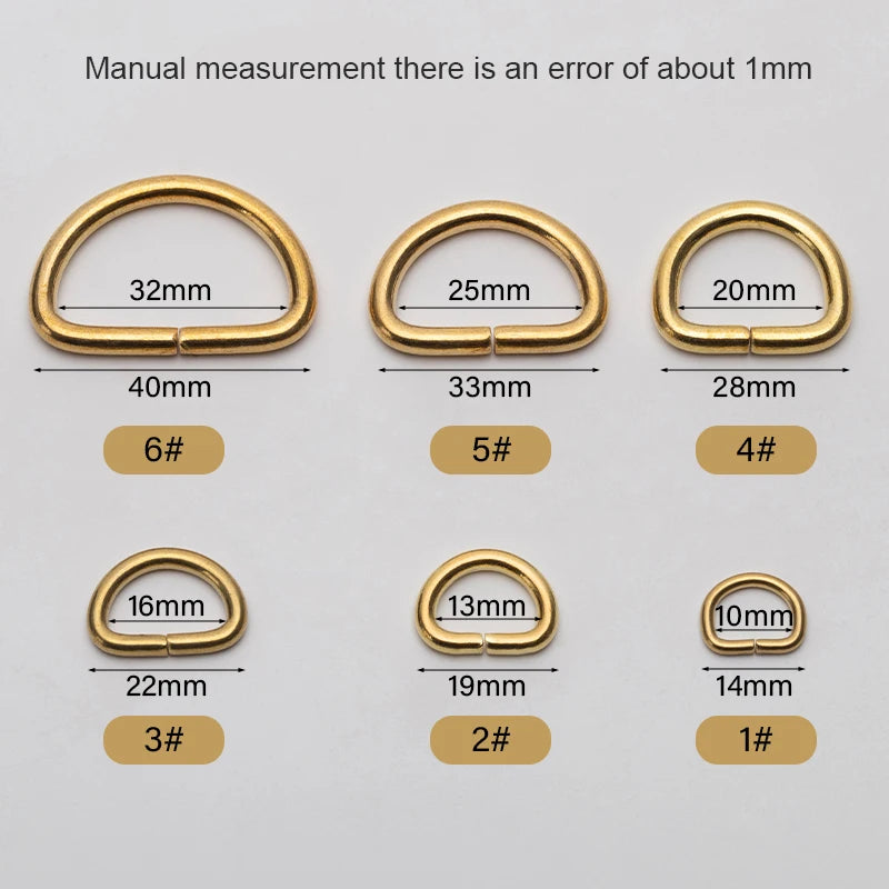 Open Brass D Ring Buckle Dog Collar Strap Hand Bag Purse Belt Sewing Keychains  | WUTA