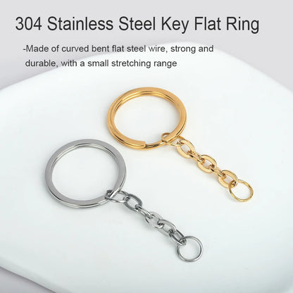 WUTA Stainless Steel Keyring with Carabiner Blank Keychain Keyfob for DIY Bag Accessories