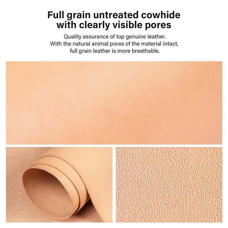 Full Grain Drum Dyed Vegetable Tanned Cowhide Skin Pre-cut Vachetta Leather|WUTA