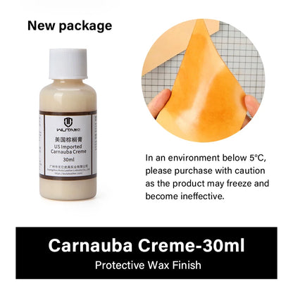WUTA 1x30ml Leather Surface Treatment Agent Tan-Kote Leather Dye Protective Wax Finish Carnauba Creme White Foggy Waxed Coating