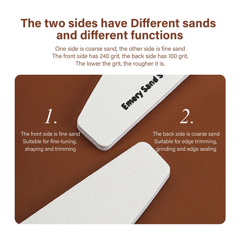 Sanding Sticks Leather Edge Polishing Board 100/240 Grit Reusable Craft Tool|WUTA