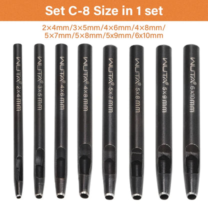 WUTA Basic 5-8 Pcs Black Leather Oval Hole Punch Set Sharp Watch Strap Punching Kit Belt Brand Puncher DIY Craft Leather Tools
