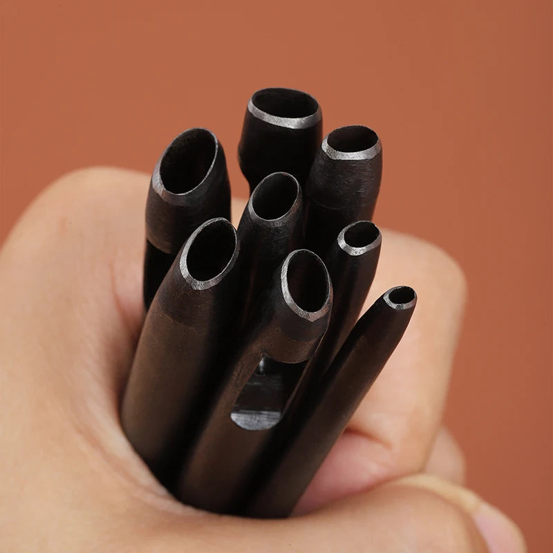 WUTA Basic 5-8 Pcs Black Leather Oval Hole Punch Set Sharp Watch Strap Punching Kit Belt Brand Puncher DIY Craft Leather Tools
