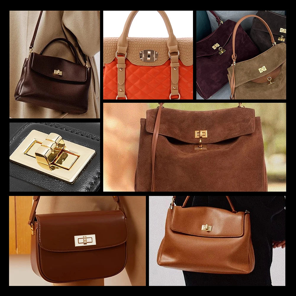 Oblong Stainless steel Bag Padlock Twist Lock  Turn Clasp Rotary for Purses Bags | WUTA