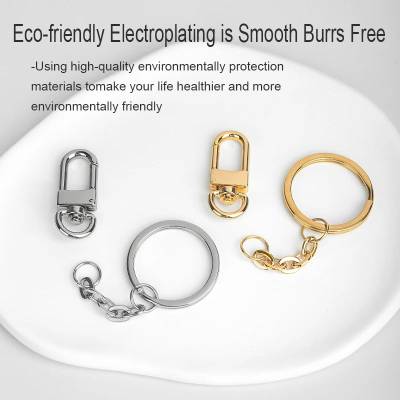 WUTA Stainless Steel Keyring with Carabiner Blank Keychain Keyfob for DIY Bag Accessories