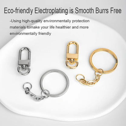 WUTA Stainless Steel Keyring with Carabiner Blank Keychain Keyfob for DIY Bag Accessories