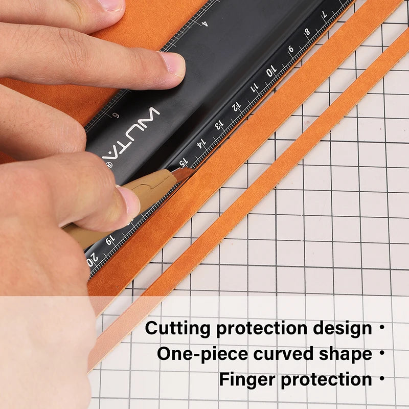 30cm Leather Cutting Ruler Titanium Plated Stainless Steel Protective ...