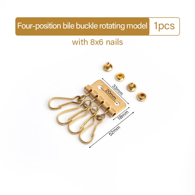 Solid Brass Wallet Key Row with 4/6 Hooks for Keychains & DIY Leather Craft|WUTA