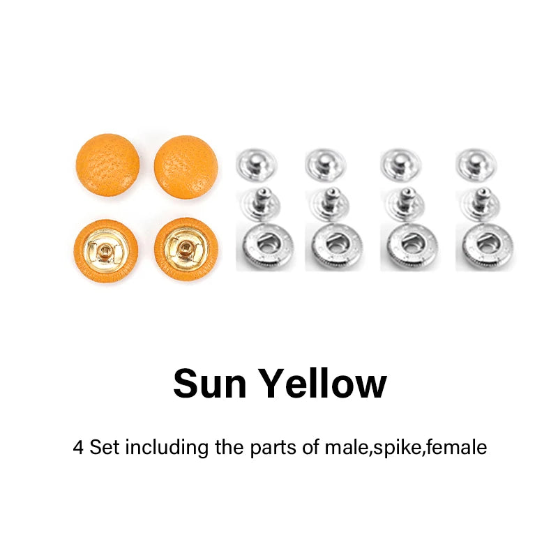 WUTA 4 Set Goat Skin Bag Button Snap Fastener Brass Metal Press Studs