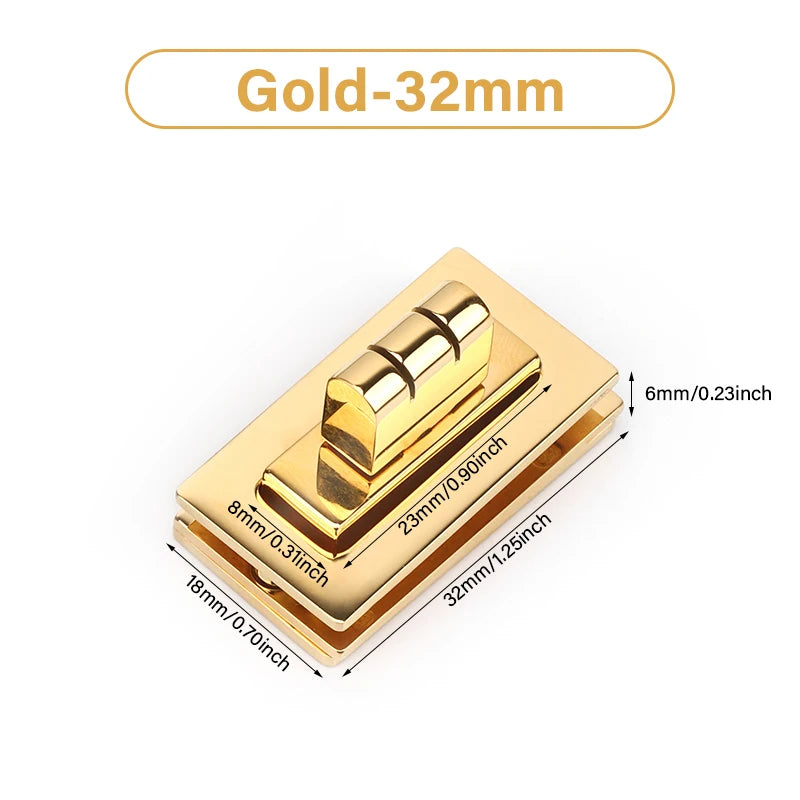 Oblong Stainless steel Bag Padlock Twist Lock  Turn Clasp Rotary for Purses Bags | WUTA