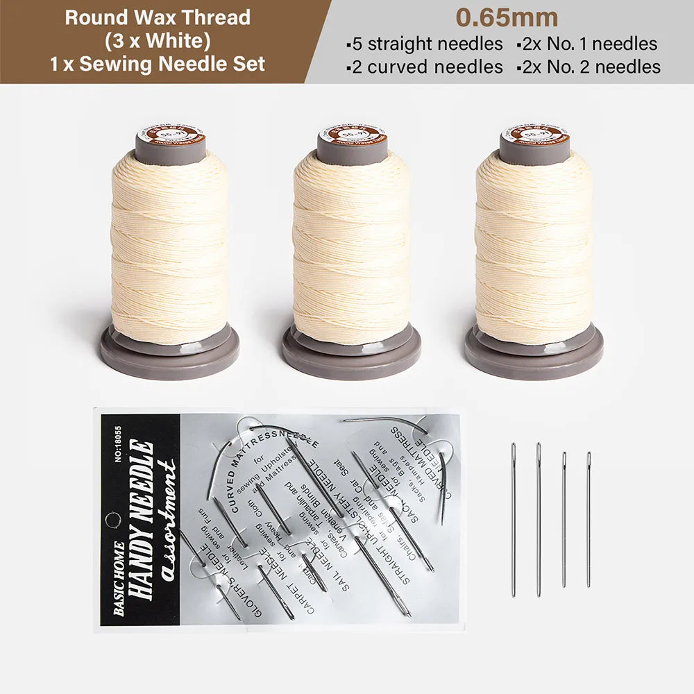 70-120m Round Waxed Sewing Thread 0.45mm/0.55mm/0.65mm | WUTA