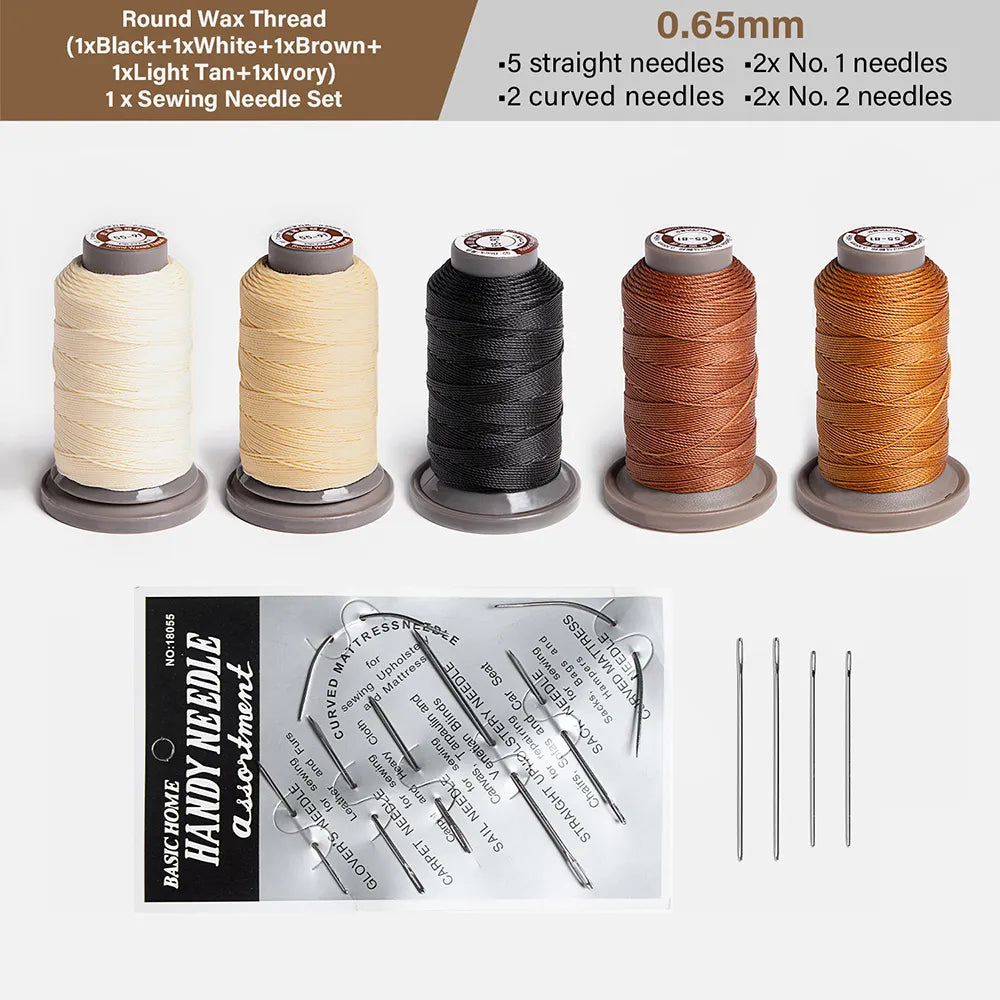 70-120m Round Waxed Sewing Thread 0.45mm/0.55mm/0.65mm | WUTA