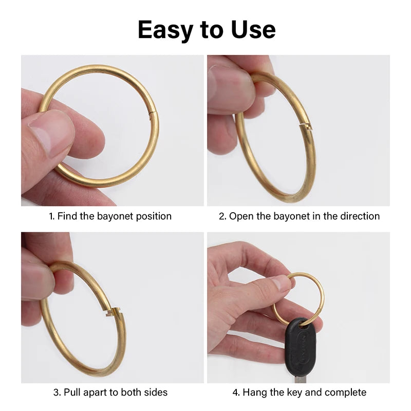 Solid Brass Key Holder Rings Hook Hardware Split Ring Round Key Holder  | WUTA