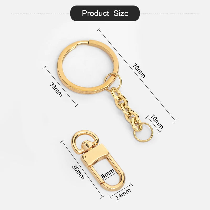 WUTA Stainless Steel Keyring with Carabiner Blank Keychain Keyfob for DIY Bag Accessories