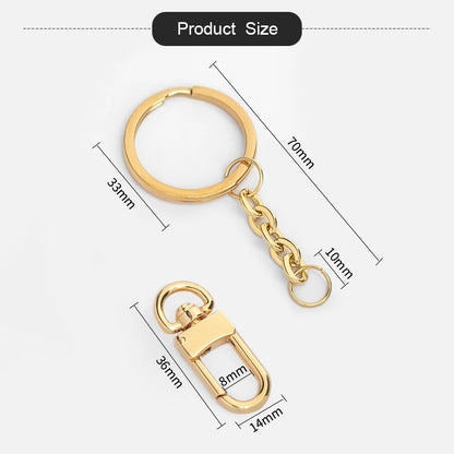 WUTA Stainless Steel Keyring with Carabiner Blank Keychain Keyfob for DIY Bag Accessories