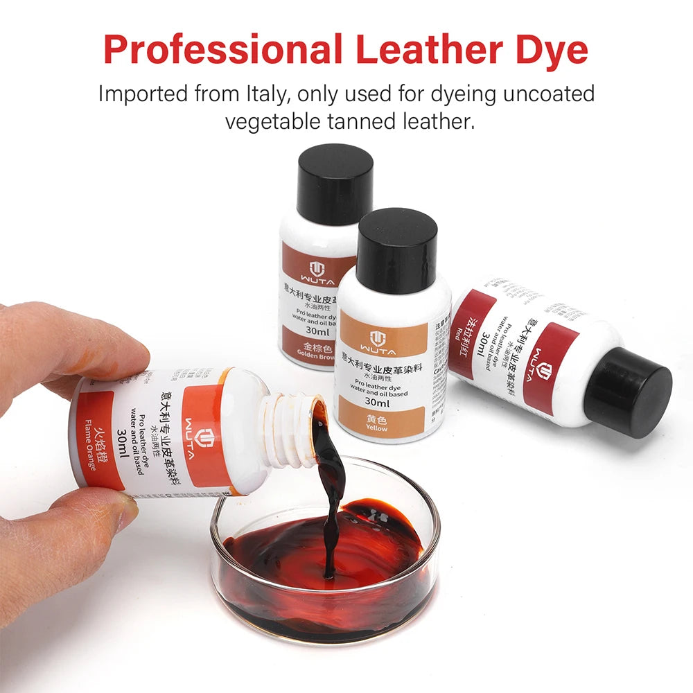 100ml Pro Leather Dye Water & Oil Based Penetrating Permanent Dye DIY Coloring Uncoated Leather | WUTA