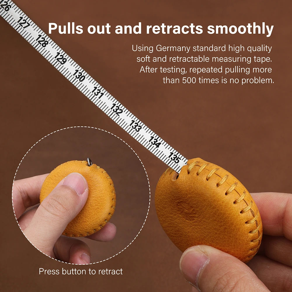 WUTA Soft Retractable Tape Measure Handmade Genuine Leather Mini Ruler Case Tailor Craft Dieting Tape Measure Household