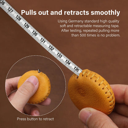 WUTA Soft Retractable Tape Measure Handmade Genuine Leather Mini Ruler Case Tailor Craft Dieting Tape Measure Household