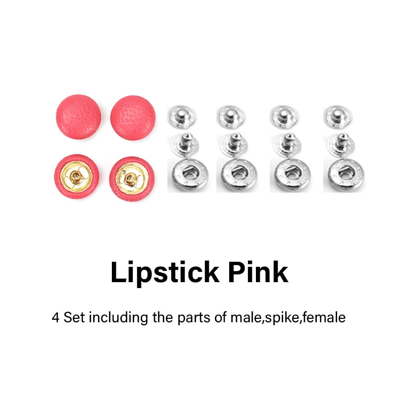 WUTA 4 Set Goat Skin Bag Button Snap Fastener Brass Metal Press Studs