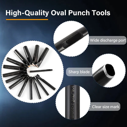 Oblong Punch Tools Set Leather Belt Hole Puncher Oval Hole Watch Band Flat Punches|WUTA