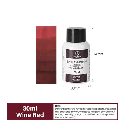 WUTA 30ml Italy Pro Leather Dye Water & oil Based Penetrating,Permanent Dye DIY Coloring Uncoated Leather for Shoe Boot Belt Bag