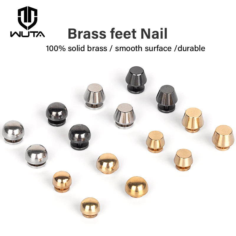 Solid Brass Leather Rivets Spike Studs Handbag Bottom Protecting Feet Nail Bucket Mushroom Screw Back Flat Rivet | WUTA
