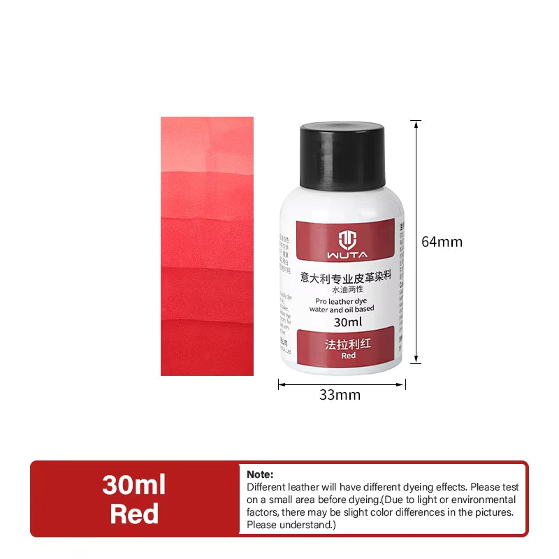 WUTA 30ml Italy Pro Leather Dye Water & oil Based Penetrating,Permanent Dye DIY Coloring Uncoated Leather for Shoe Boot Belt Bag