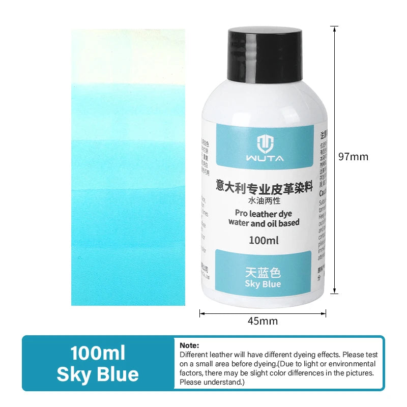 100ml Pro Leather Dye Water & Oil Based Penetrating Permanent Dye DIY Coloring Uncoated Leather | WUTA