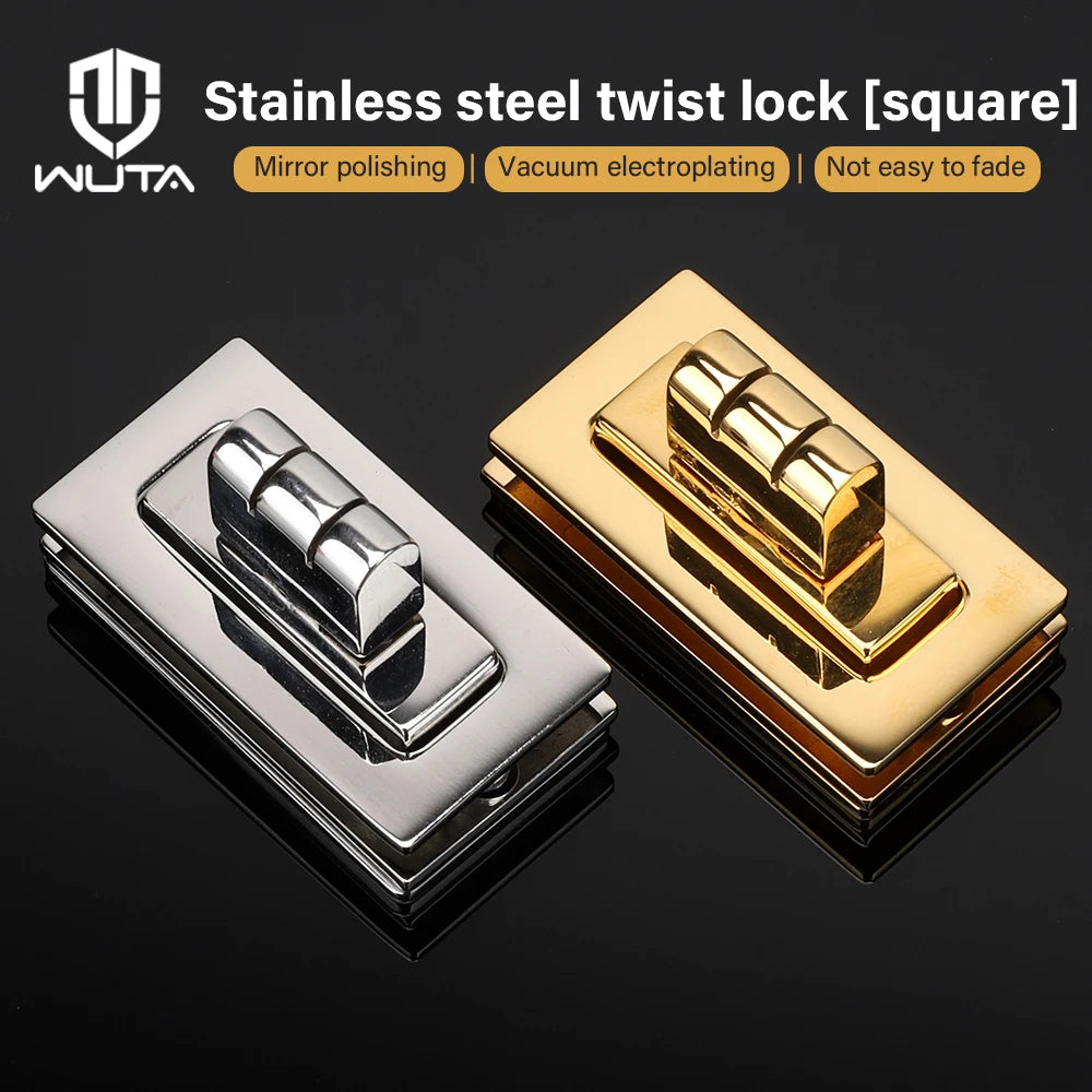 Oblong Stainless steel Bag Padlock Twist Lock  Turn Clasp Rotary for Purses Bags | WUTA