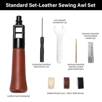 Leather Sewing Awl  Kit Leathercraft Stitch Awl Tool Set | WUTA