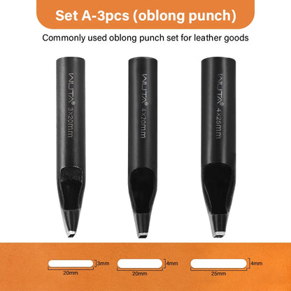 Oblong Punch Tools Set Leather Belt Hole Puncher Oval Hole Watch Band Flat Punches|WUTA