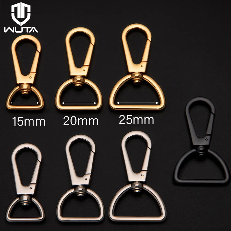 WUTA 1pcs Leather Snap Hook Swivel Clips Metal Buckle Strap Lobster Clasps Push Gate Handbags Hardware Purse Making Accessories