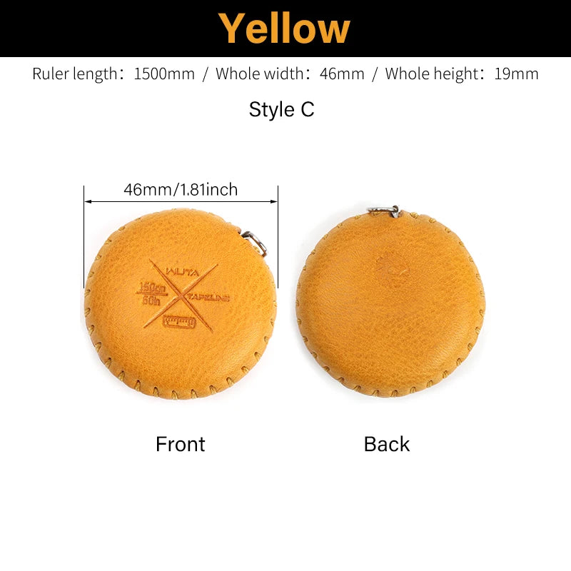 WUTA Soft Retractable Tape Measure Handmade Genuine Leather Mini Ruler Case Tailor Craft Dieting Tape Measure Household
