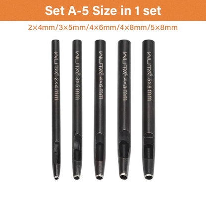 WUTA Basic 5-8 Pcs Black Leather Oval Hole Punch Set Sharp Watch Strap Punching Kit Belt Brand Puncher DIY Craft Leather Tools