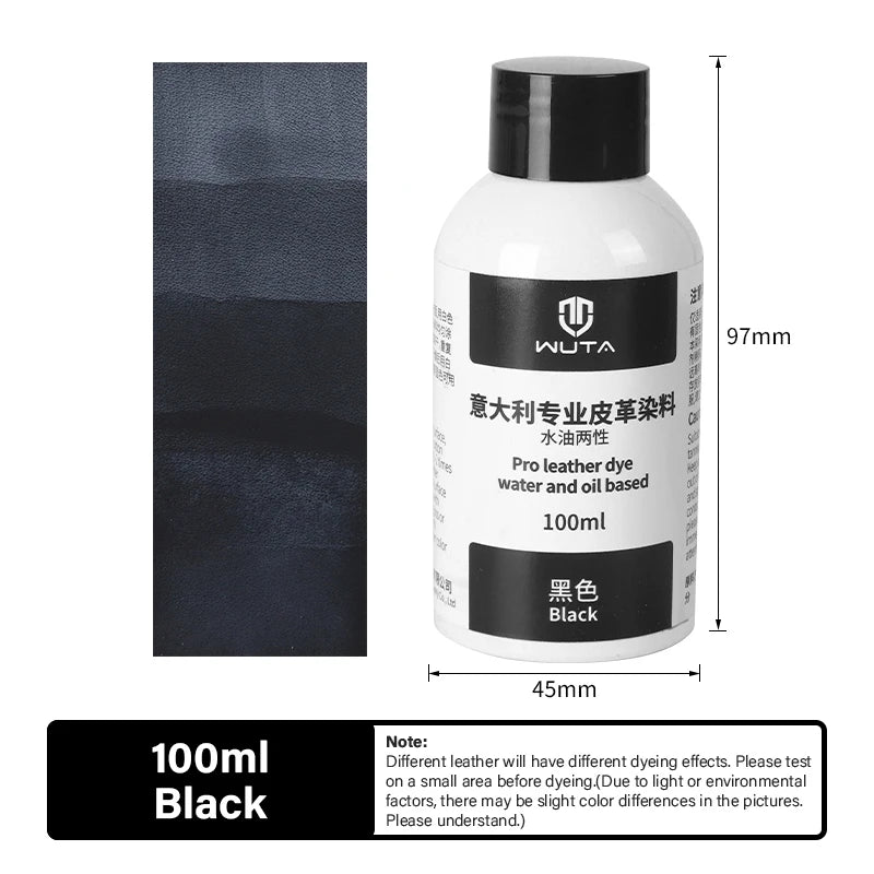 100ml Pro Leather Dye Water & Oil Based Penetrating Permanent Dye DIY Coloring Uncoated Leather | WUTA