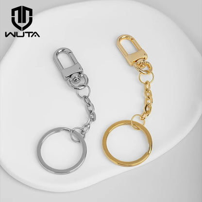 WUTA Stainless Steel Keyring with Carabiner Blank Keychain Keyfob for DIY Bag Accessories