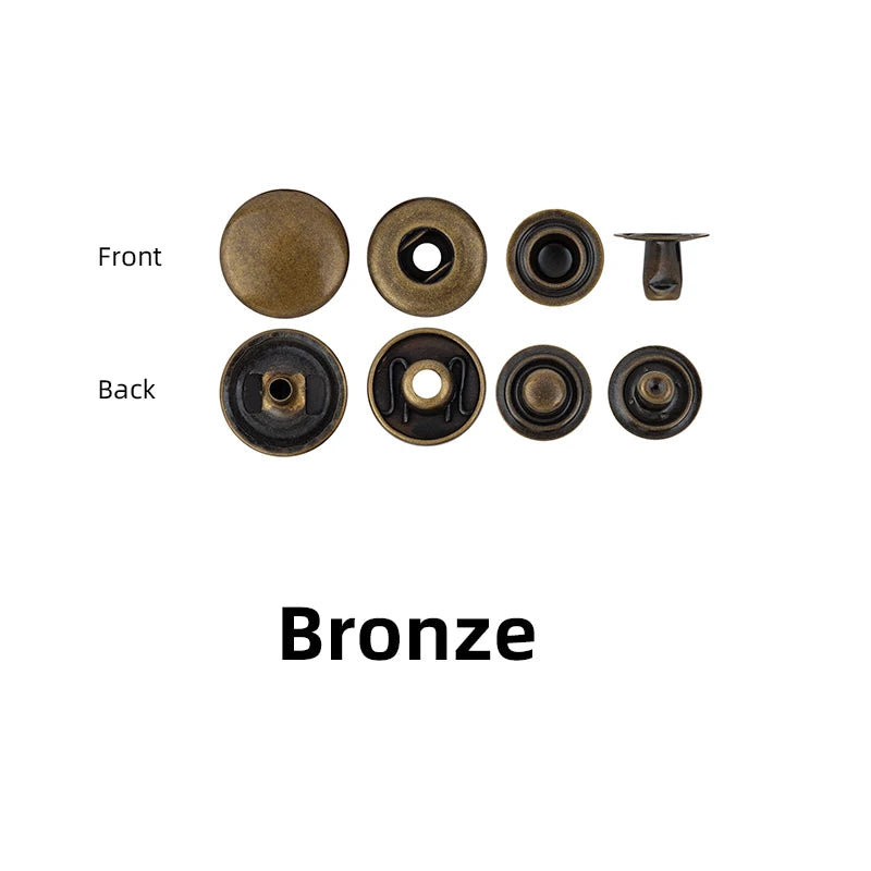 WUTA 100set 100% Brass Snap Fasteners Snap Buttons Kit Metal Press Studs