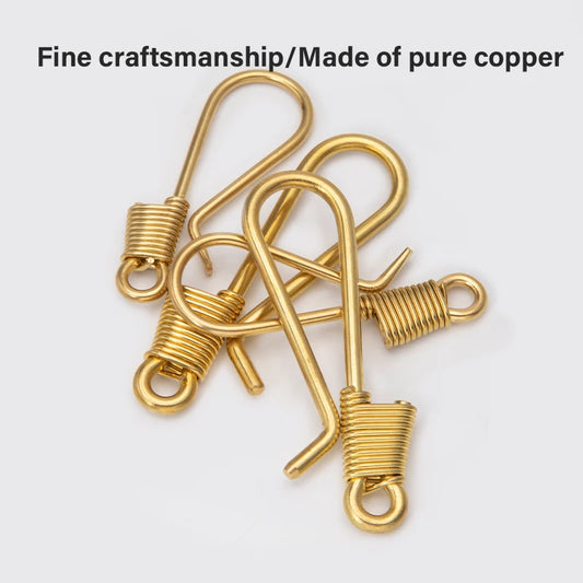 WUTA Brass Retro Wire Winding Keychain U Shape Gold Polished Soft Hook For Wallet Key Chain