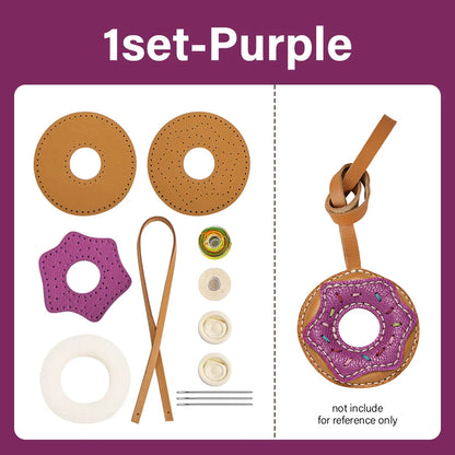 Semi-finished Leather Kit for DIY Donut Bag Charm Pendant Material Genuine Leather Bags Pendants Donuts Cute Gift