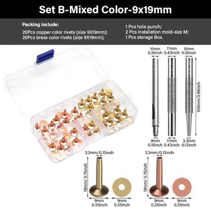 43 Pcs Pure Copper Rivets and Burrs set,Brass Installation Tool | WUTA