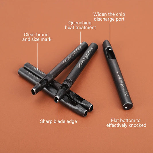 WUTA Basic 5-8 Pcs Black Leather Oval Hole Punch Set Sharp Watch Strap Punching Kit Belt Brand Puncher DIY Craft Leather Tools